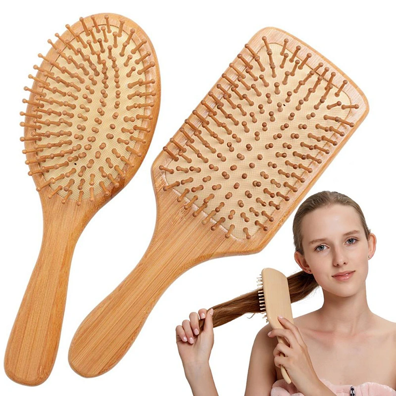 Factory EXW Price Detangling Bamboo or Wooden Hair Brush Set with Kraft Box