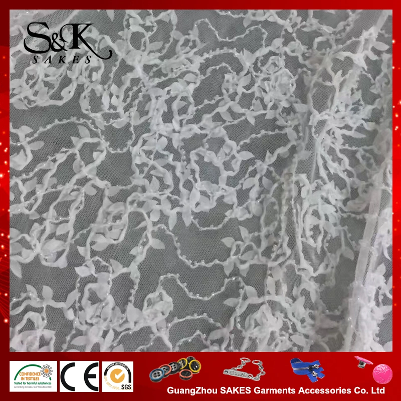 Milk Silk Wrinkle Dissolving Embroidery Fabric Lace for Lady Wedding Cloth