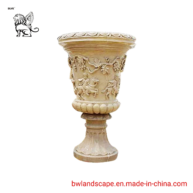 Factory Price New Product Outdoor Art Hand Carving Marble Woman Flower Pot MFC-05