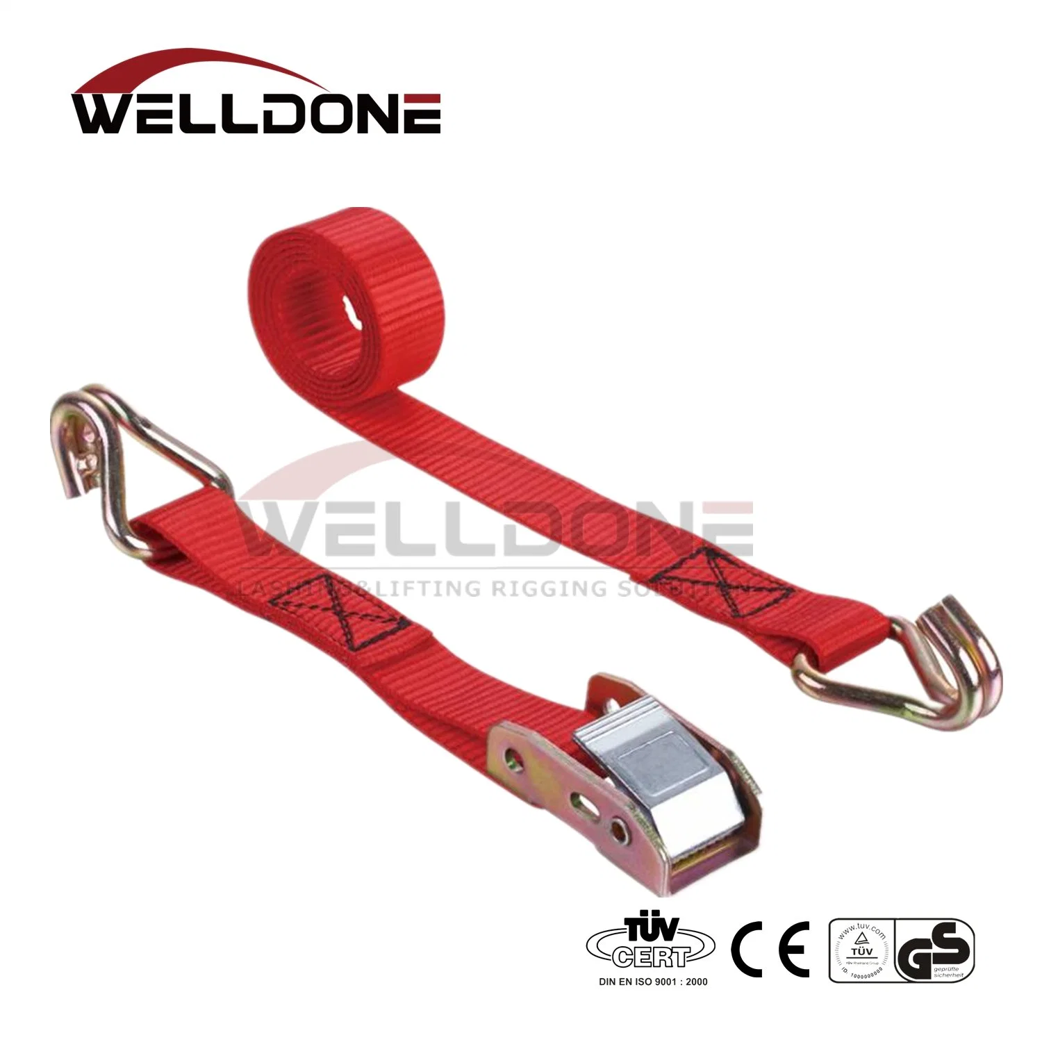 Heavy Duty 1 Inch Polyester Cam Buckle Cargo Lashing Belt with S Hook