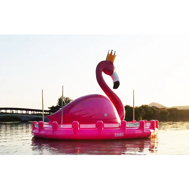 La fibre de verre géant de l'île Flottante Dock avec Flamingo forme pour les loisirs et divertissements