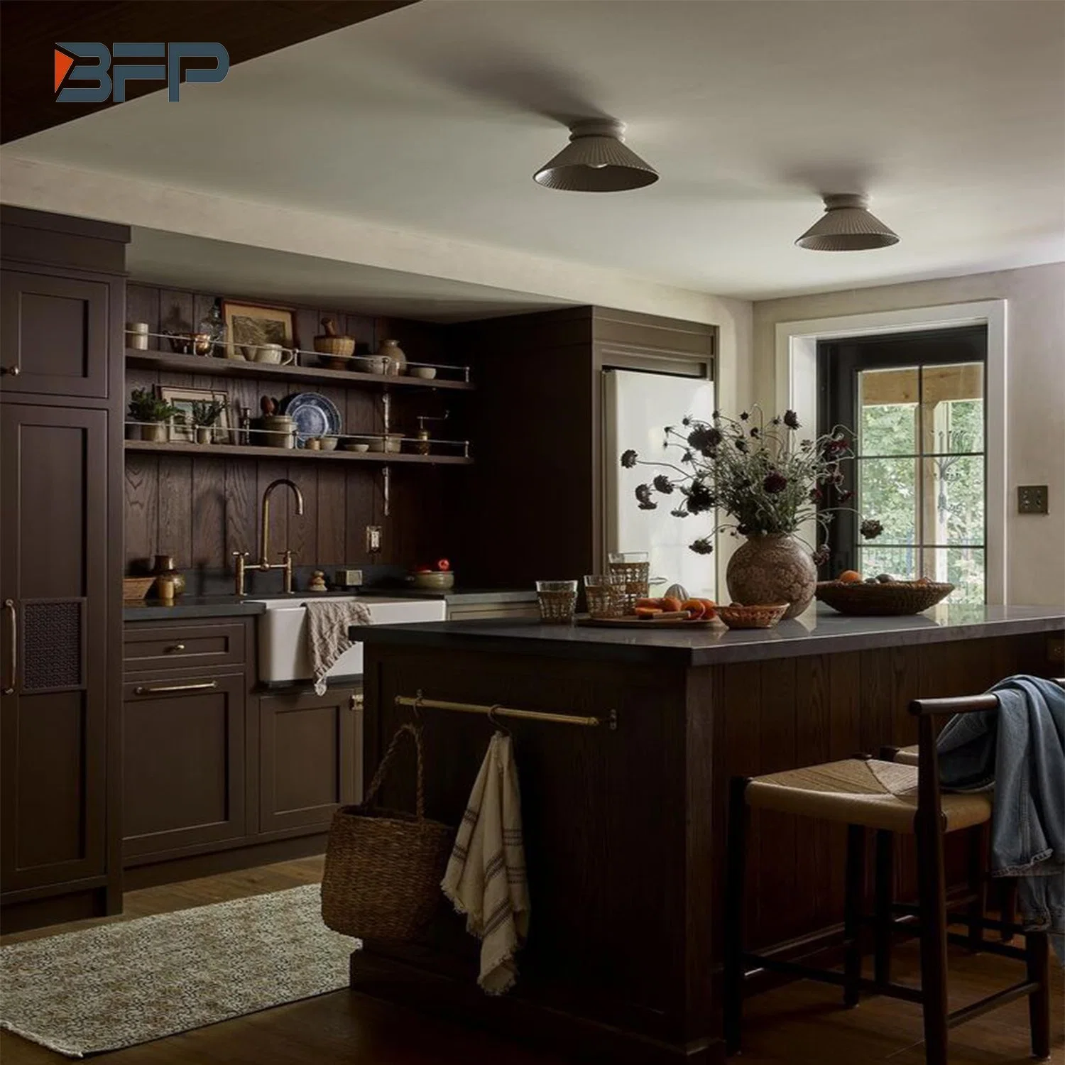 Dark Wood Kitchen Cabinet with Excellent Design