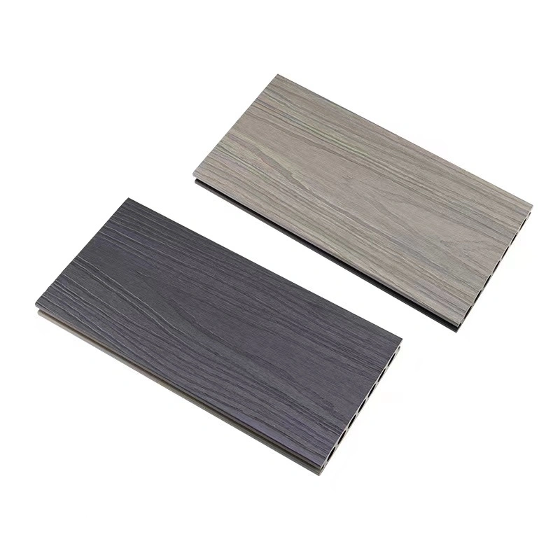 Outdoor 3D Embossed Garden Flooring Plastic Wood Composite Floor Home Outdoor Buildings Shopfront Slats Plastic Wood Exterior Decoration Facade Wall Panel Exter