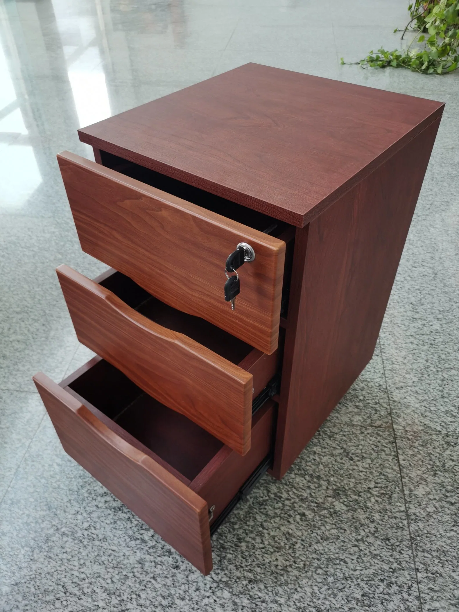 Modern Storage Brown Color MDF with Solid Wooden Drawer Cabinet Office Wood File Cabinet