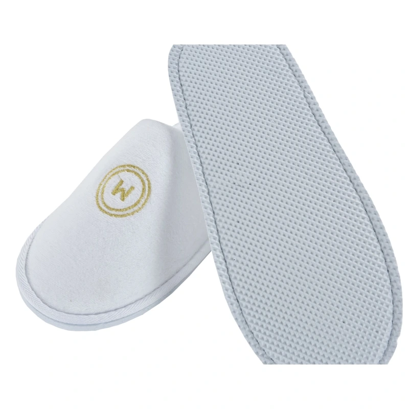 High Quality White Open Toe Embroidery Logo Hotel Slippers for Hotel Guestroom Pantoufle Jetable Ciabatta Da Hotel