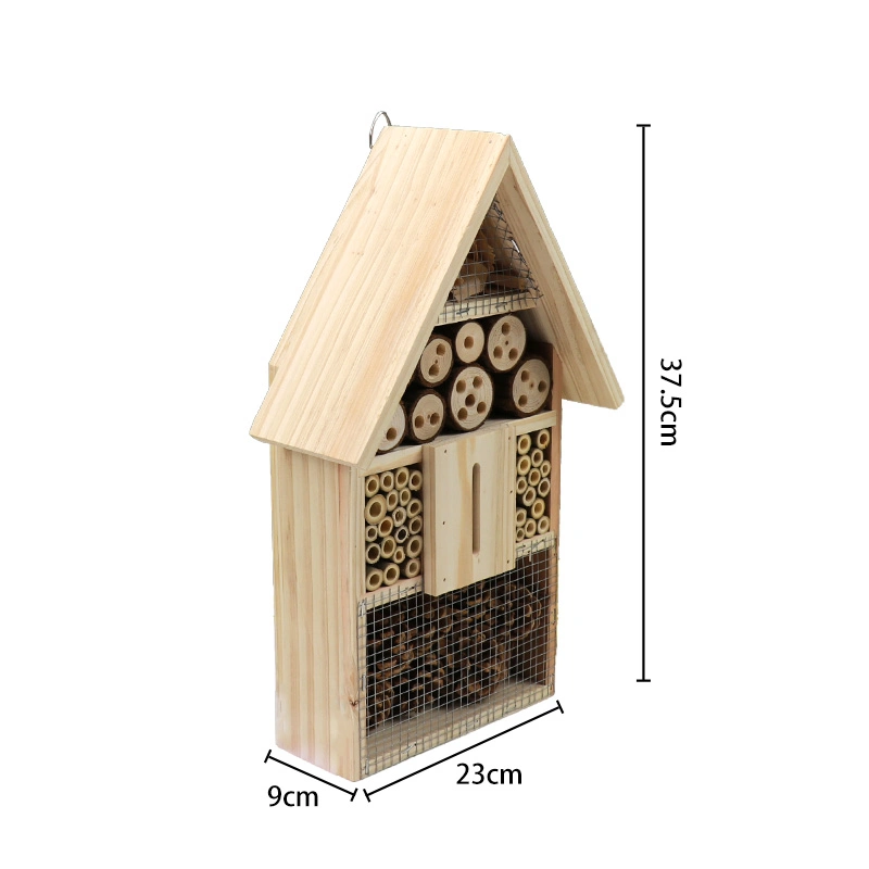 Casa de abejas de madera colgada natural inconclusa para el hotel Insect