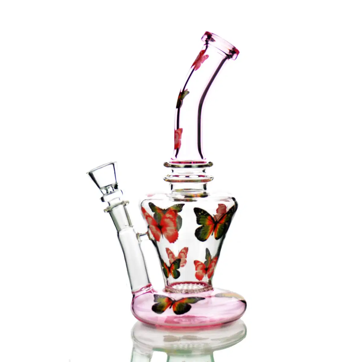 Tubo de agua de 10" con forma de espiral de mariposa base con nido de abeja Y 14mm Cuenco macho Hookah