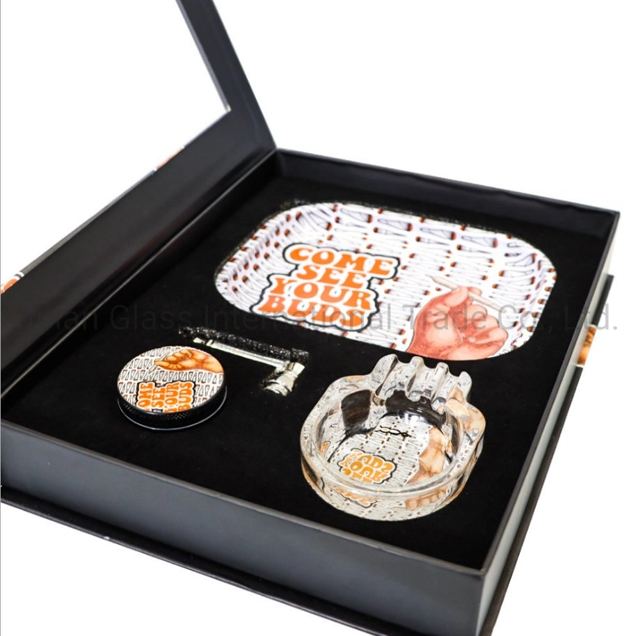 Caja de regalo Set de cigarrillos Portable el patrón de dibujos animados de la bandeja de cigarrillos del tubo de Cenicero Coffee Set