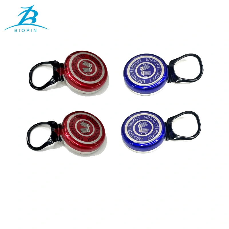 Custom Printed Soft Drink Lid Pull Ring Cap 26mm Aluminum Easy Open End Beer Beverage Bottle Cap