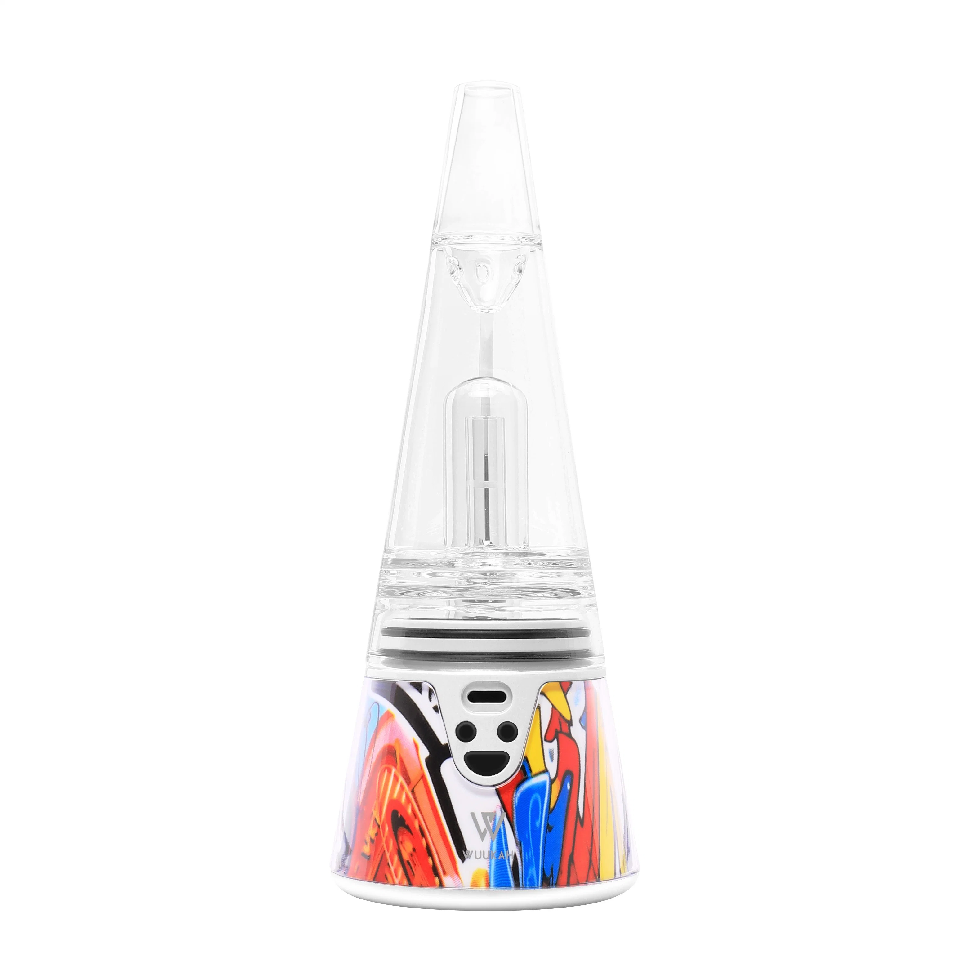 2021 Blatt Buddi Wuukah Feder KLEKS Anlage der Vaporizer-Regenbogen-Schwarz-Farben-Qualitäts-bewegliche DIP&DAB mit Miniwasser-Glas-Trinkwasserbrunnen