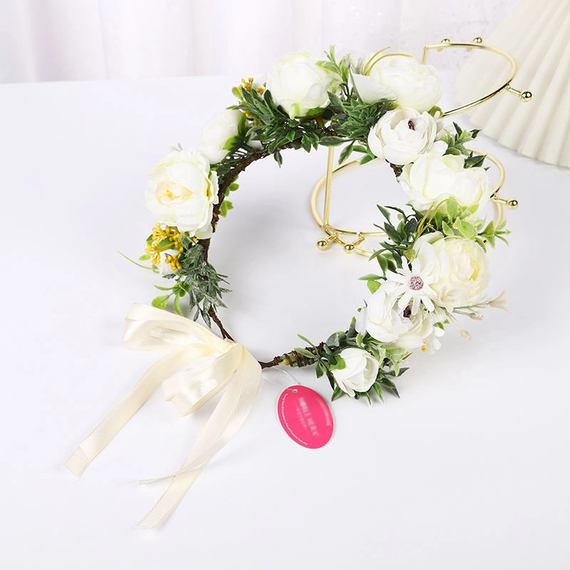 Floral Headband Decorative Hair Circles Peony Artificial Flower Girl Crowns