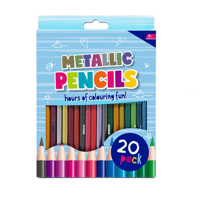 Papeterie Art fournitures jeu de 20 crayons de couleur métallique