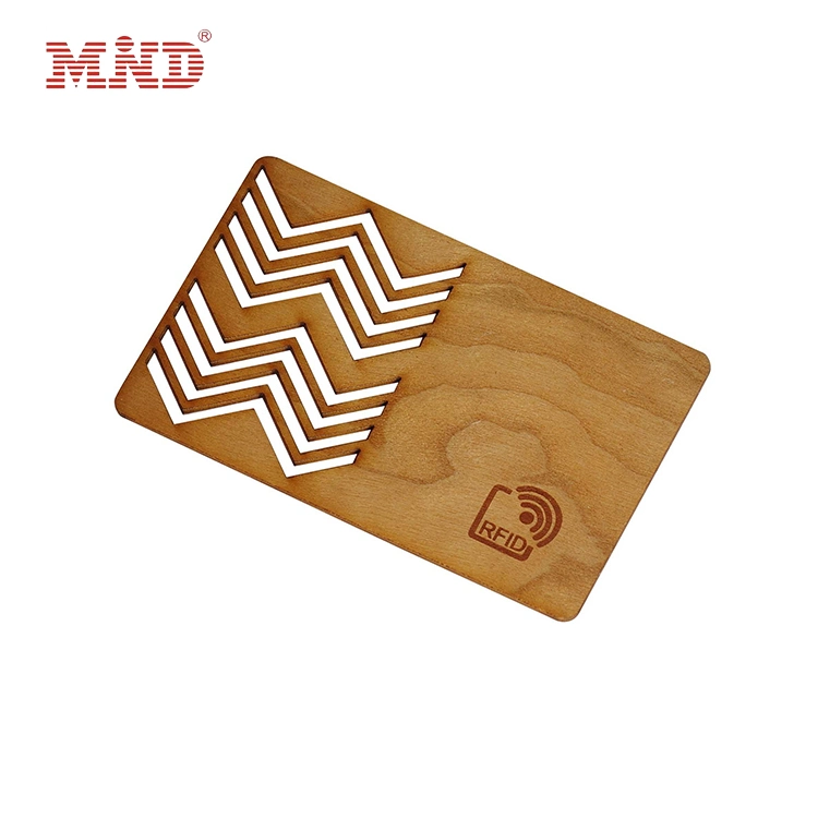 Customized Printing Wood Cards NFC 13.56MHz F08 1K Bytes Blank Wood Business RFID Cards