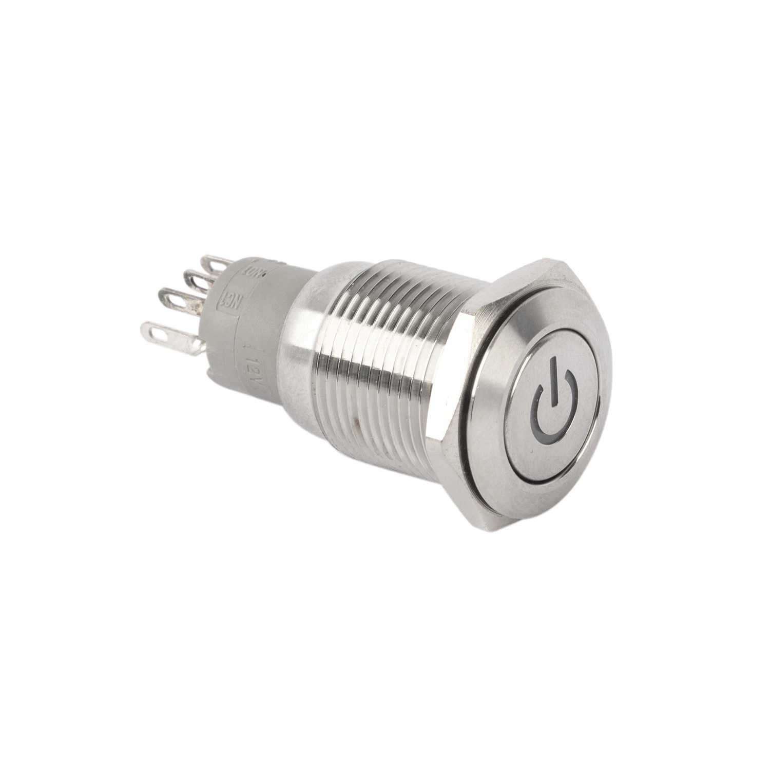 CCC Flat Switch 12mm/16mm/19mm/22mm/25mm/28mm/30mm on off Button Metal Push Button with Connector Power Push Button Light