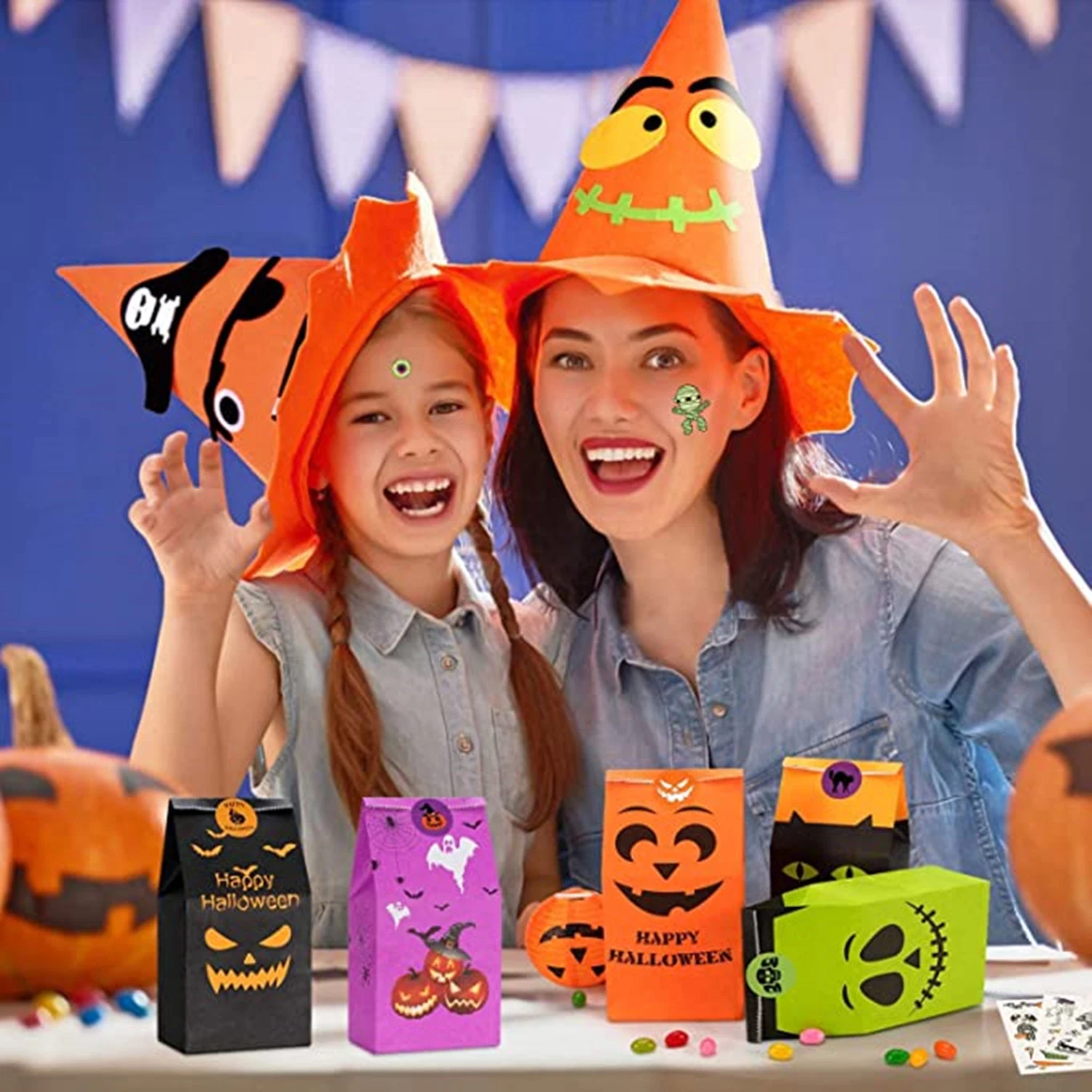 Halloween Candy Trick or Treat Pumpkin Gift Bags for Kids Adults Party