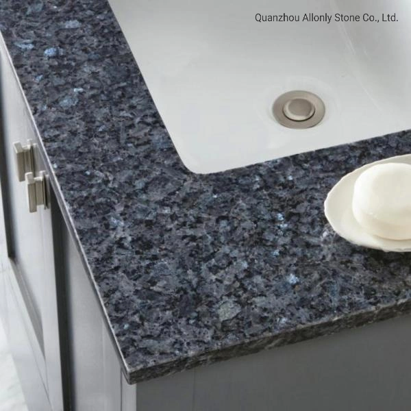 Blue Pearl Granite Double Sink Vanity Top with Cabinet and Sink