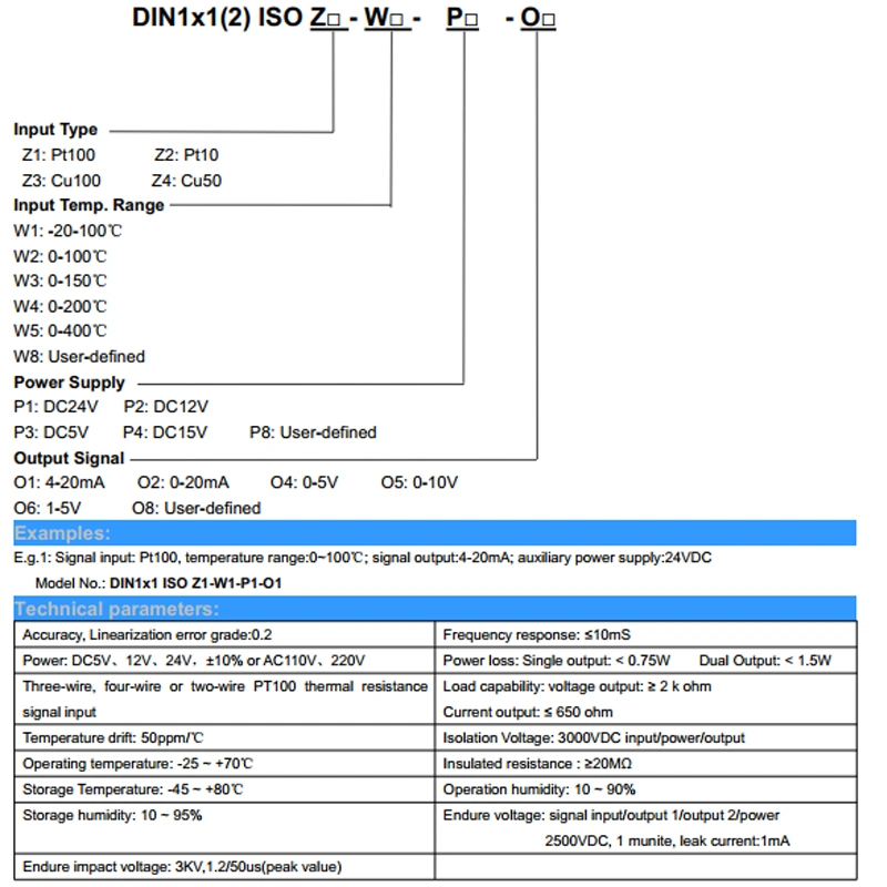 PT100/Cu50 Résistance thermique Acquisition de données de signal de température du convertisseur de modules isolés émetteur