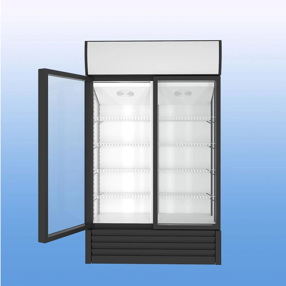 High quality/High cost performance  White Color Commercial Bar Display Fridge 700L 2 Glass Door Cold Drinks Freezer