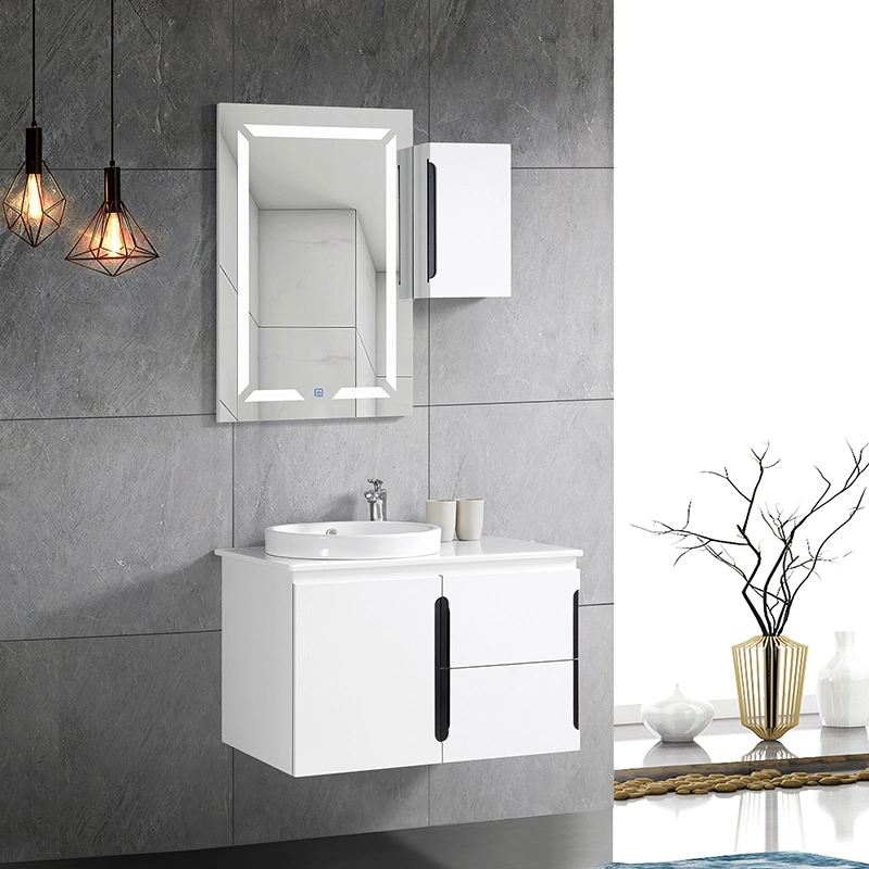 2022 Hot Sale MDF Melamine Plwood Vanity Bathroom Mirror Cabinet with LED Light Mirror Cabinet