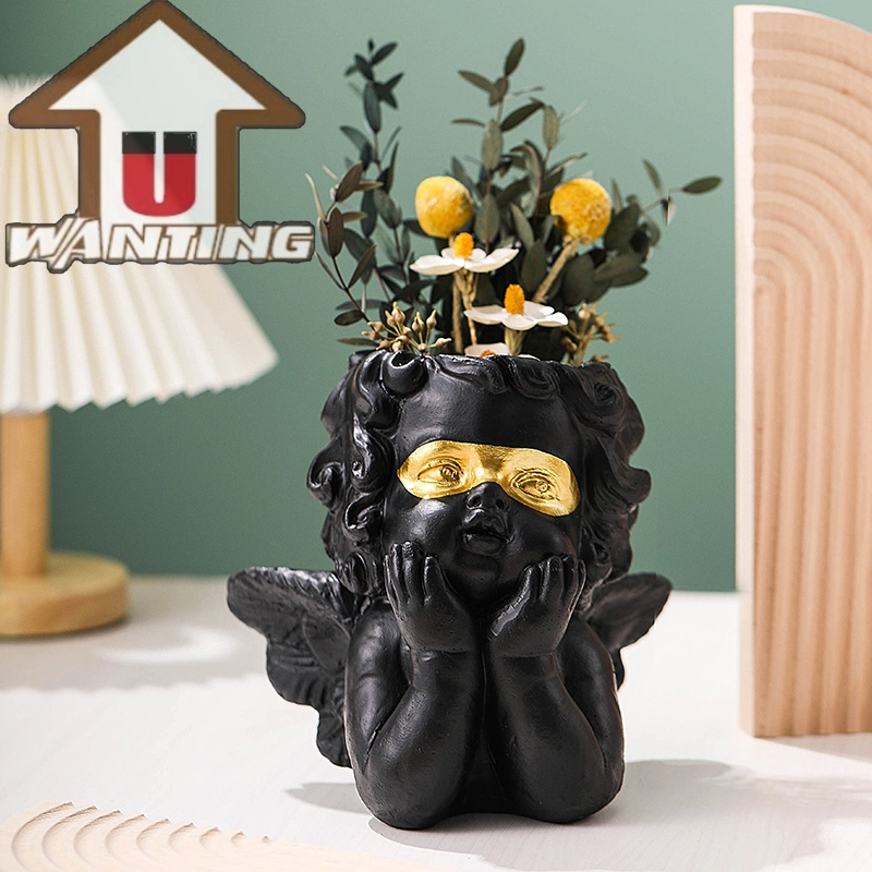 Harz Baby Engel Skulptur Blumentopf/Vase Startseite Ornament Büste Cherub Weihnachtsgeschenk