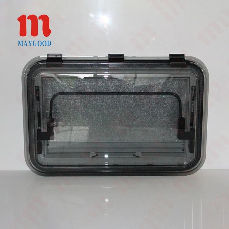 Camper Van Trailer Motorhome Aluminum Roof Window Hatch LED Skylight W/ Anti-Mosquito Net Sunshade