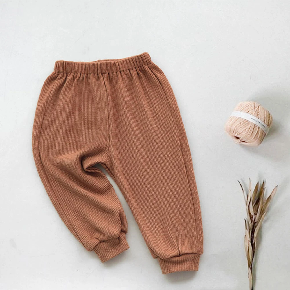 Waffle Cotton Brown Cream Color Baby Pants Kids Wear