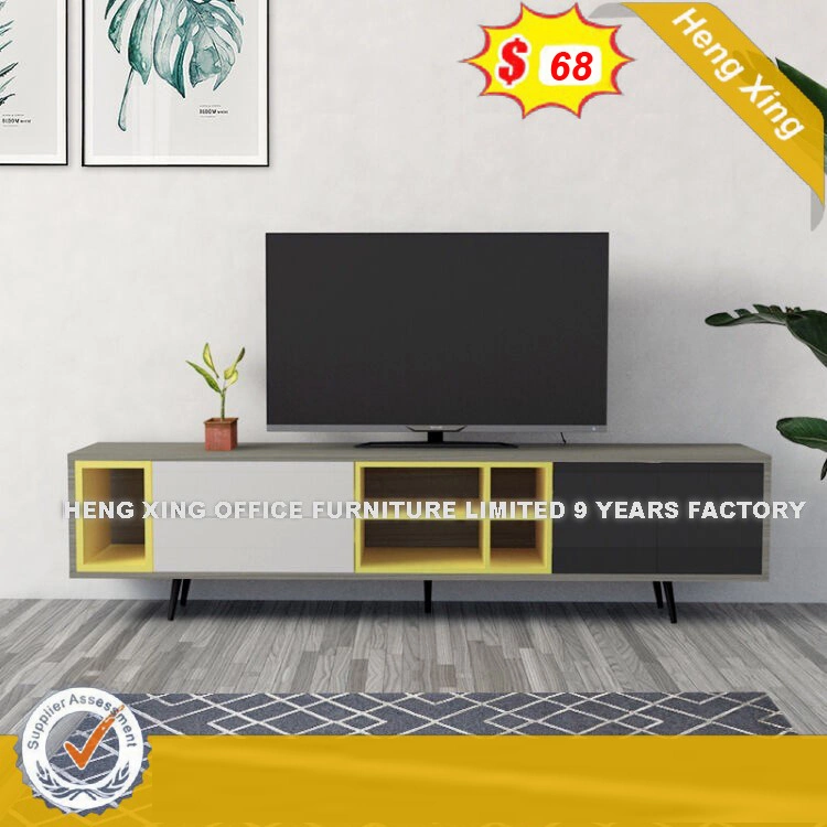 Patas de metal Cristal muebles de casa moderna mesa de soporte de TV (HX-8ND9203)