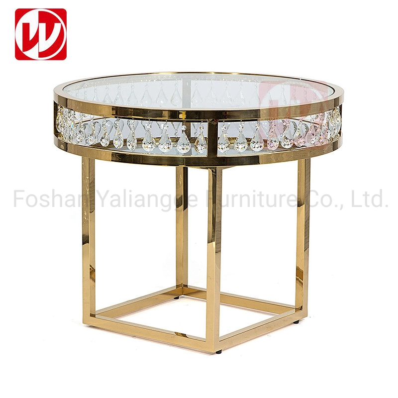 Luxury Wedding Crystal Round Table Dessert Stand Table Silver Stainless Steel Party Cake Table