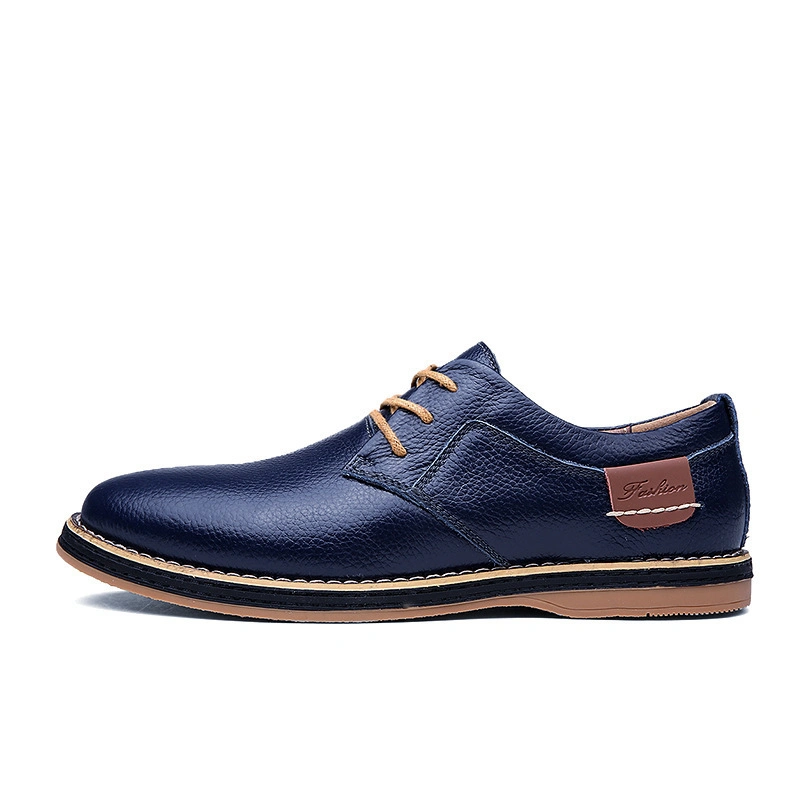 Men's Business Casual Shoes British Trend Blue Shoes Leather Shoes