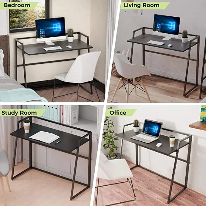 Wholesale/Supplier Iron Frame Wooden Table Modern Design Folding Computer Desk Table for Home Office Corner Desk