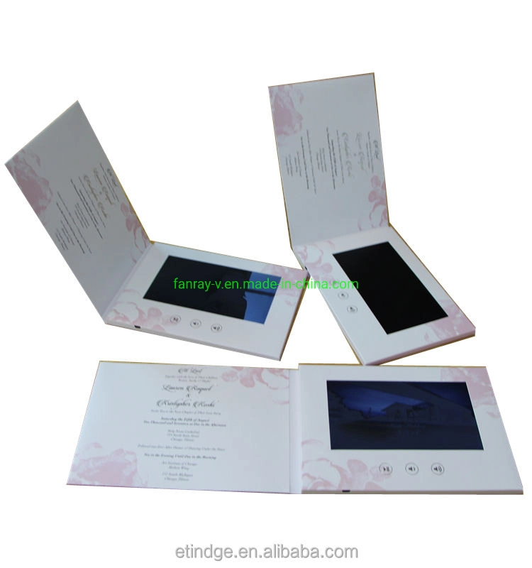 Beautiful Personalised 7inch LCD Video Greeting Brochure Card Gift for Wedding Invitation