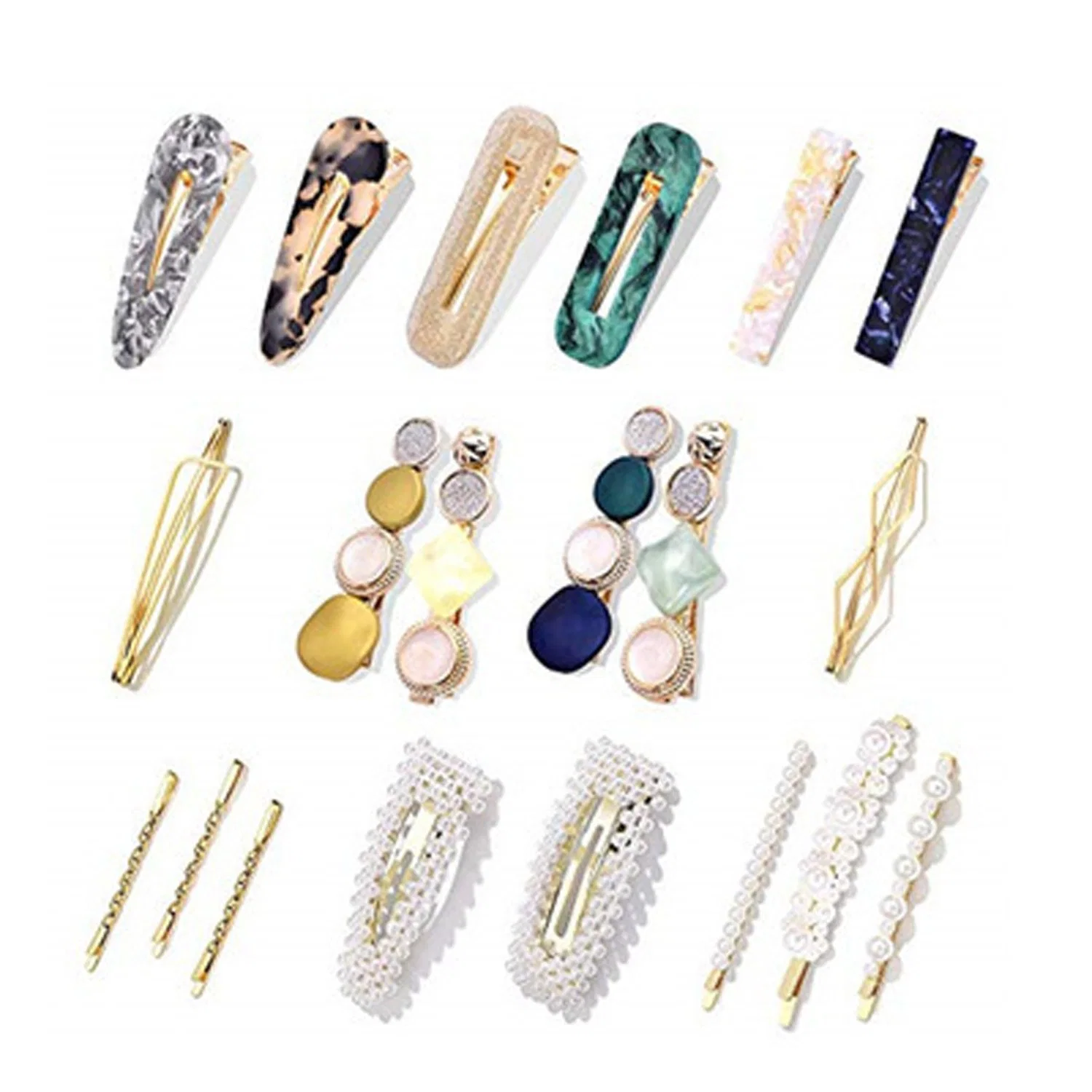 Cute Acrylic Resin Gold Barrettes Bobby Weddings Hairpins Accessories Headwear Styling Tools Gifts Pearl Hair Clips for Women Girls