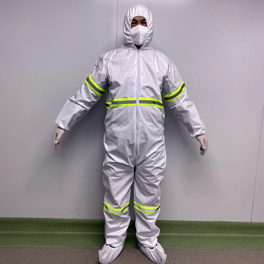 Одноразовые промышленных отражают Coverall Coverall Hi-Visible безопасности с помощью светоотражающей лентой