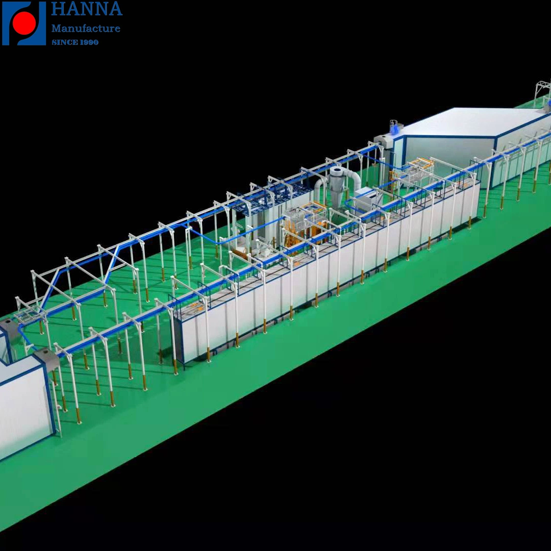خط طلاء مسحوق الناقل الآلي بالكامل والتلقائي الحر