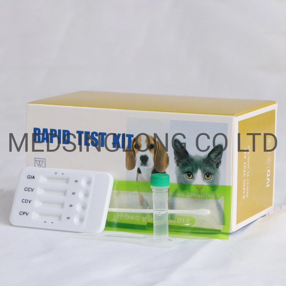 Canine Parvovirus / Canine Distemper Virus/ Canine Coronavairus / Giardia Antigen Combo Rapid Test Cassettes Test Strips Msldh52b