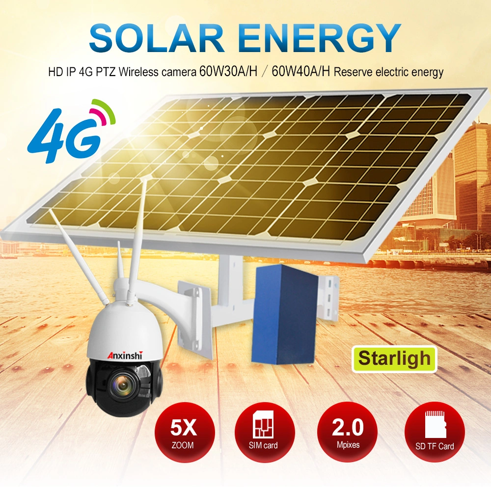 HD IP 1080P 4G WiFi IR PTZ Camera with 60W 40ah Solar Panel