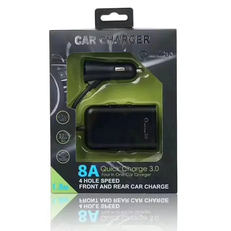 4 USB Cargador de coche Super rápido Rápido 36W 8A 1,8 millones de teléfonos móviles Universal Tablet PC Adaptador de cargador de coche viajes