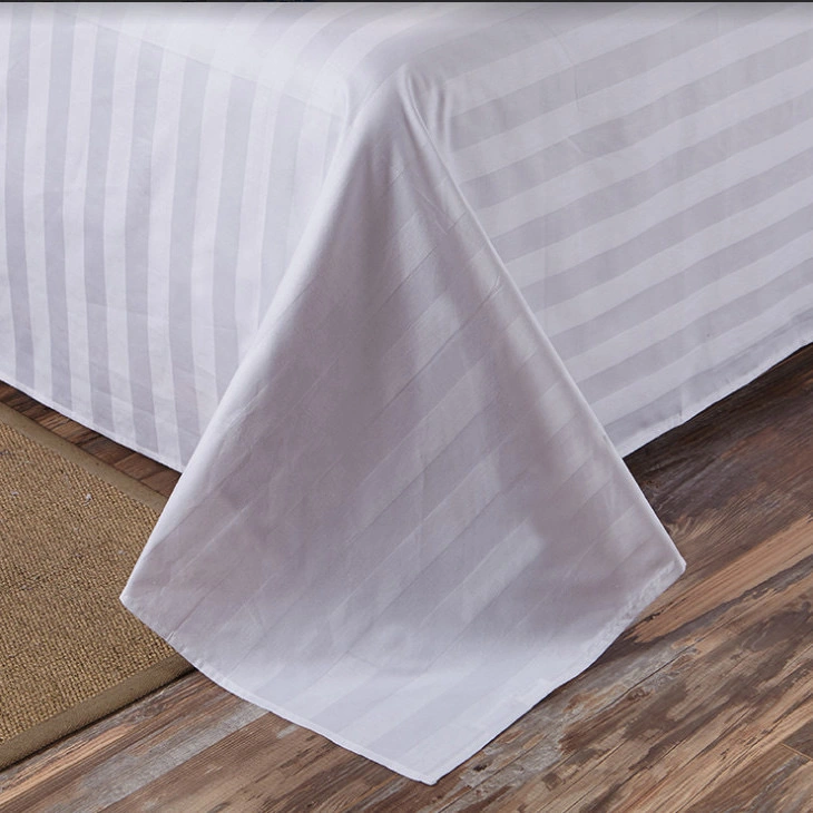 300 Tc Hotel de lujo Bedsheet ropa de cama Ropa de cama blanca cama Juego de conjunto de hojas de la reina el Rey de algodón 100 Caso cantidad normal de rayas tapa