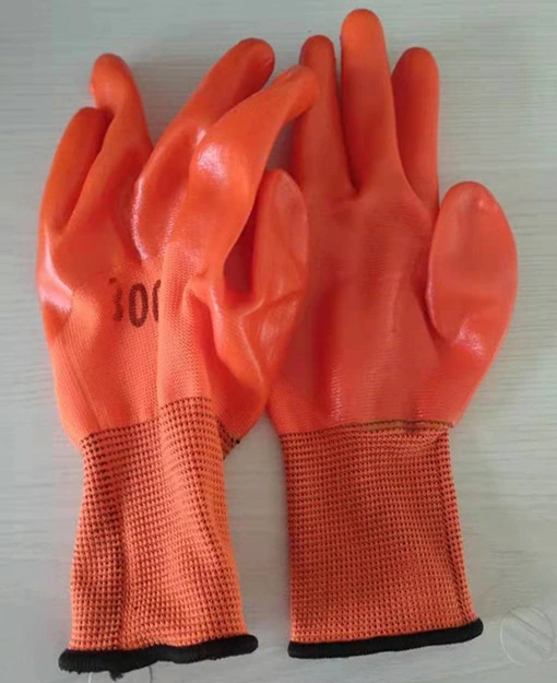 Nylon Waterproof Dipped Gloves Thickened Winter Thermal Terry PVC Work Gloves