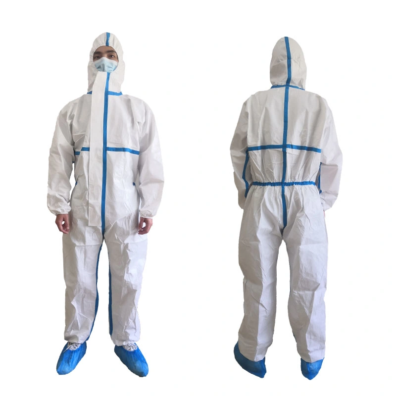 Mono desechable se adapte a la CE EN14126 Traje Hazmat transpirable de PP PE Medical Ropa