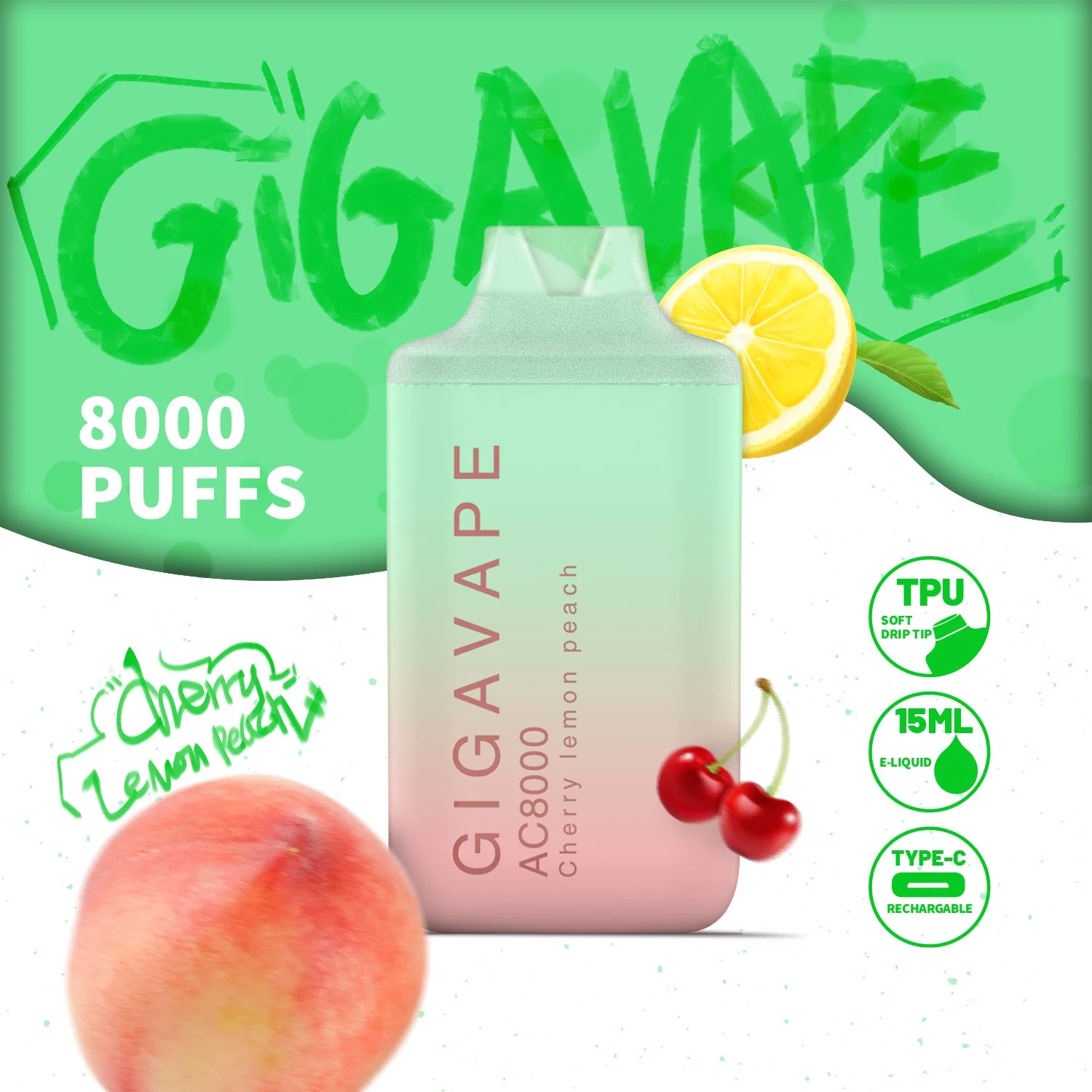 Grossista Vape e-cigarro bateria recarregável de 650 mAh 8000 Puffs descartáveis Vape