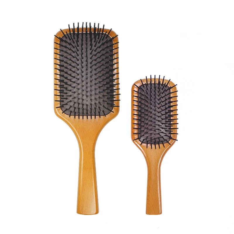 Escova de cabelo Natural Madeira Paddle Brush Luxo saco de ar Pente de madeira Wet Dry Hair Eco-friendly Beech Massagem couro cabeludo Escova