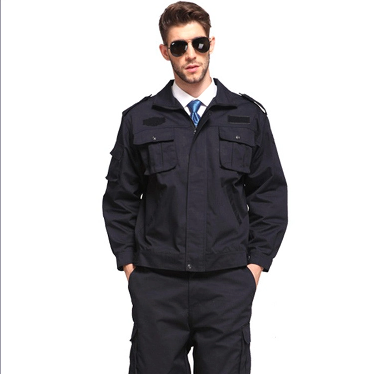 Factory Customize Black Two Pieces Construction Worker Spring Summer Security Suit Work Wear