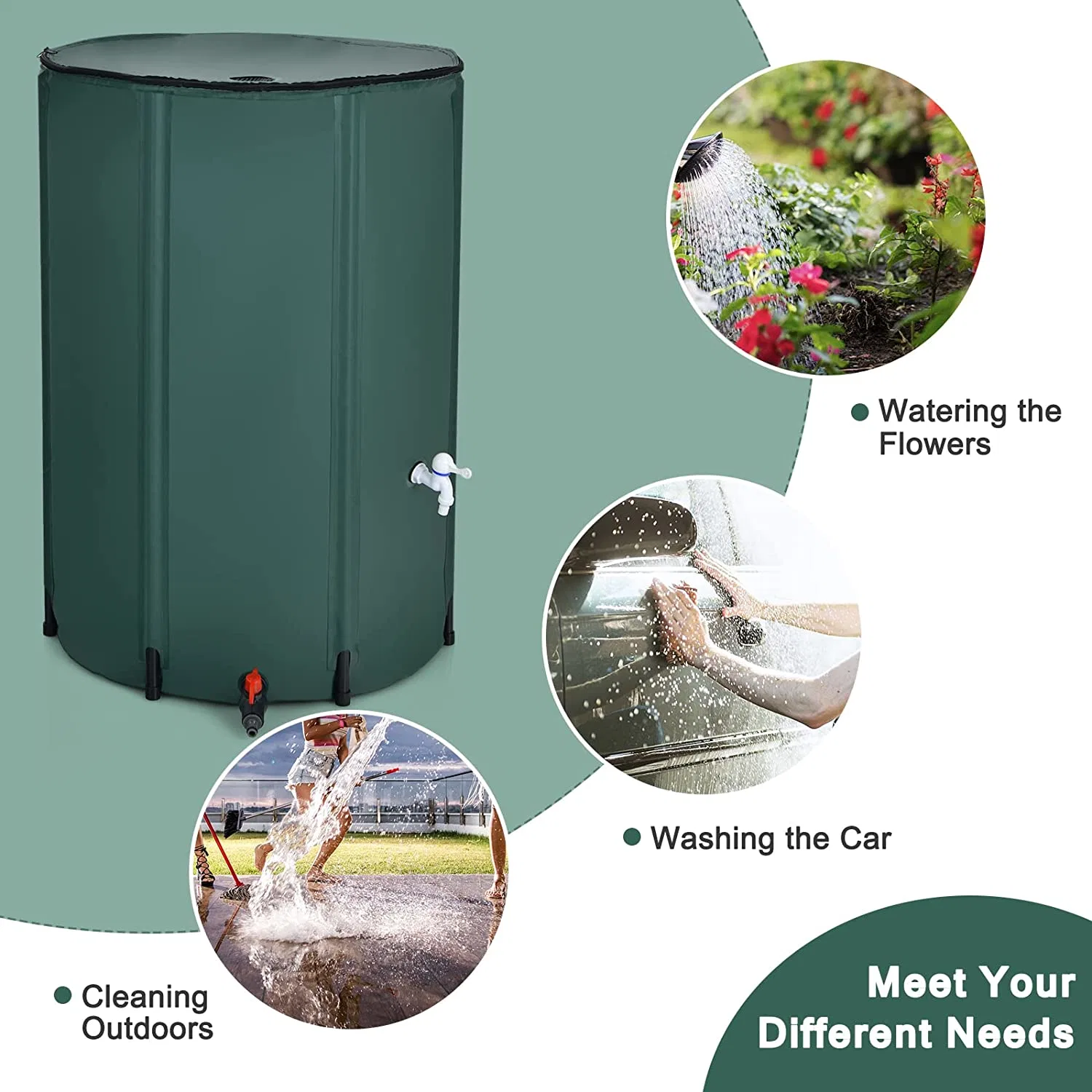 Portable Water Storage Container Rain Catcher Barrel Rainwater Collection System