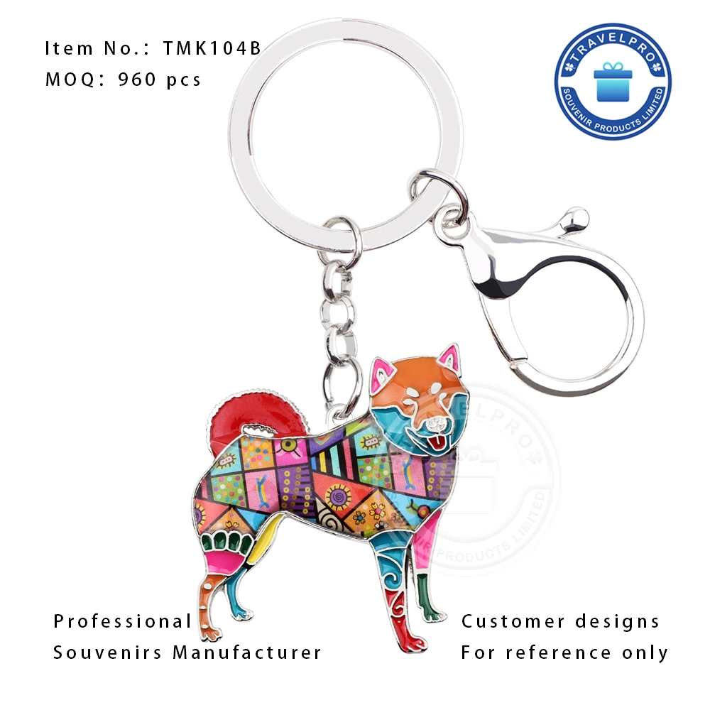 Fashion Custom Dog Keychain Alloy Cute Soft Enamel Keyring