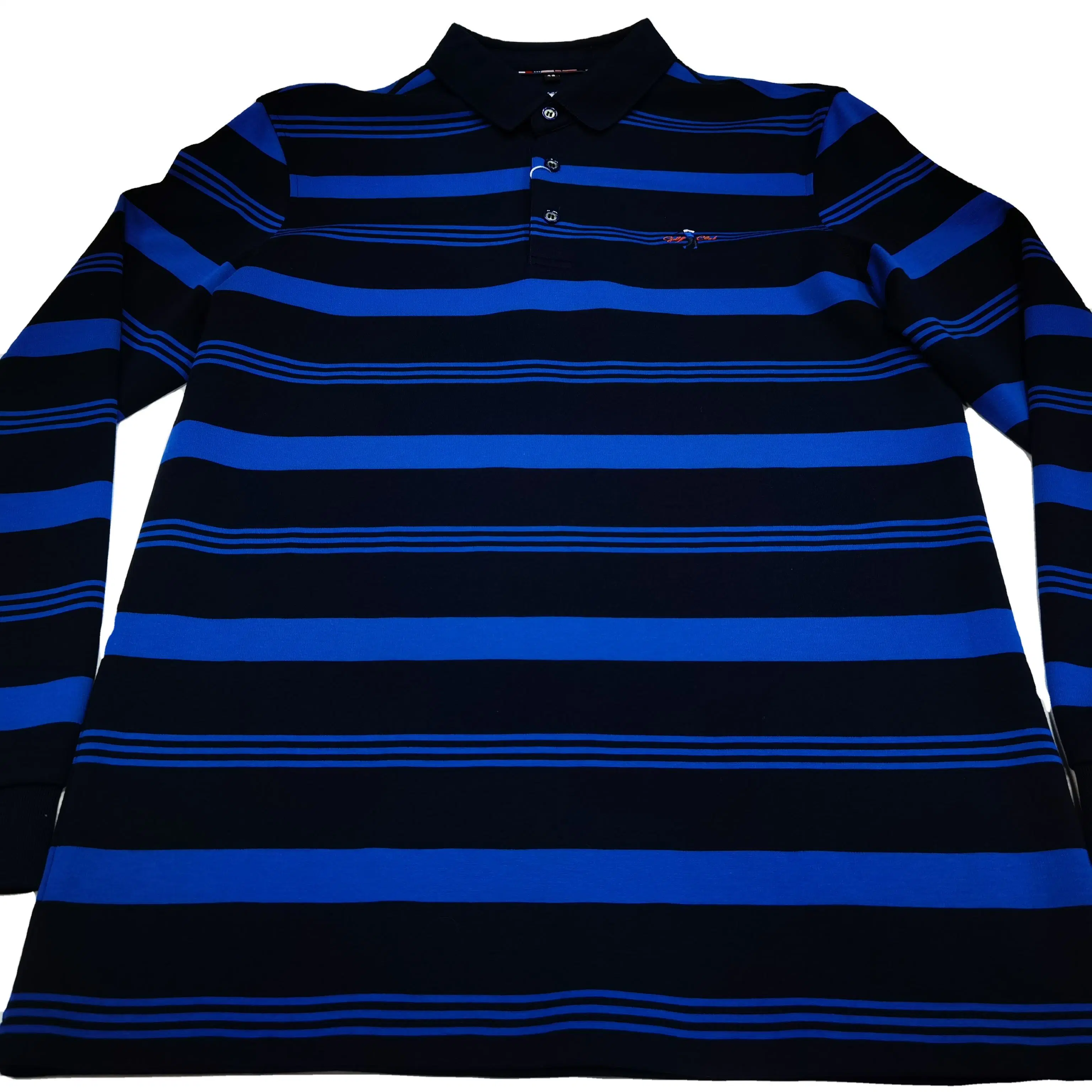 2023 New Arrival Men's Custom 100% Mercerized Cotton Polo Shirt Long Sleeve Polo Yarn Dyed Stripped Polo Shirt