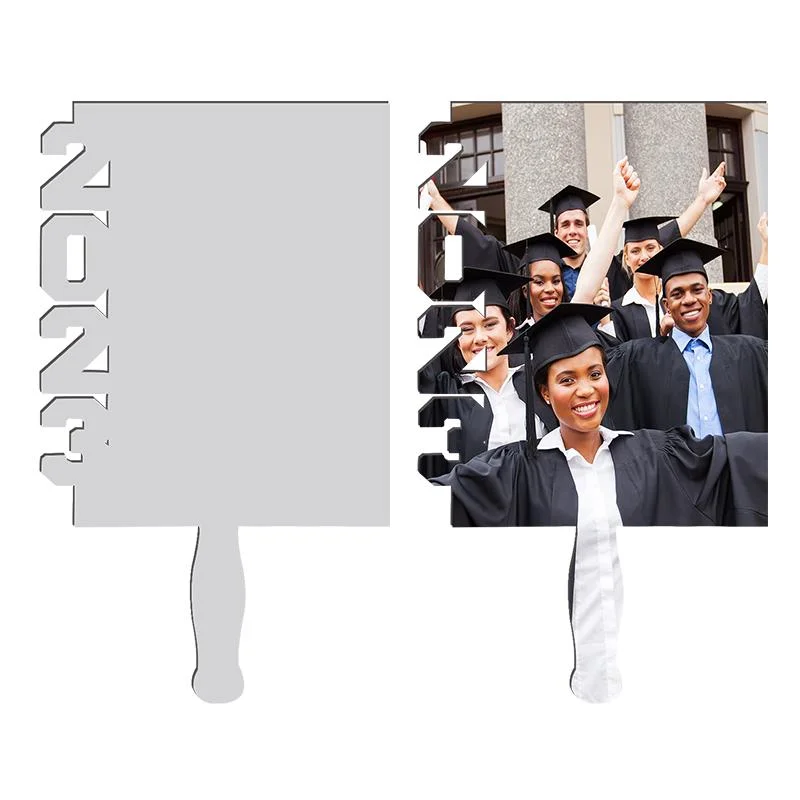 2023 la sublimación de color blanco de la Graduación Abanicos de la paleta de logotipo personalizado