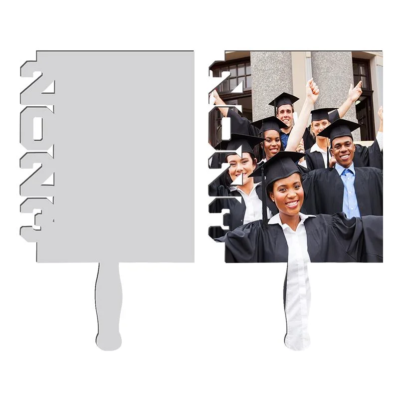 2023 La sublimation blanc Les fans de la main de palette de Graduation pour Logo personnalisé