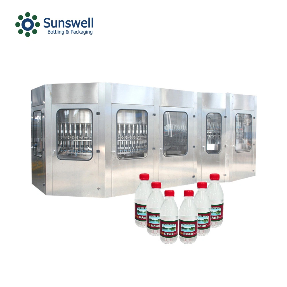 3 en 1 Ligne de production automatique de bouteilles d'eau potable pour animaux de compagnie Machine de remplissage de bouteilles d'eau minérale, de boissons et de scellage