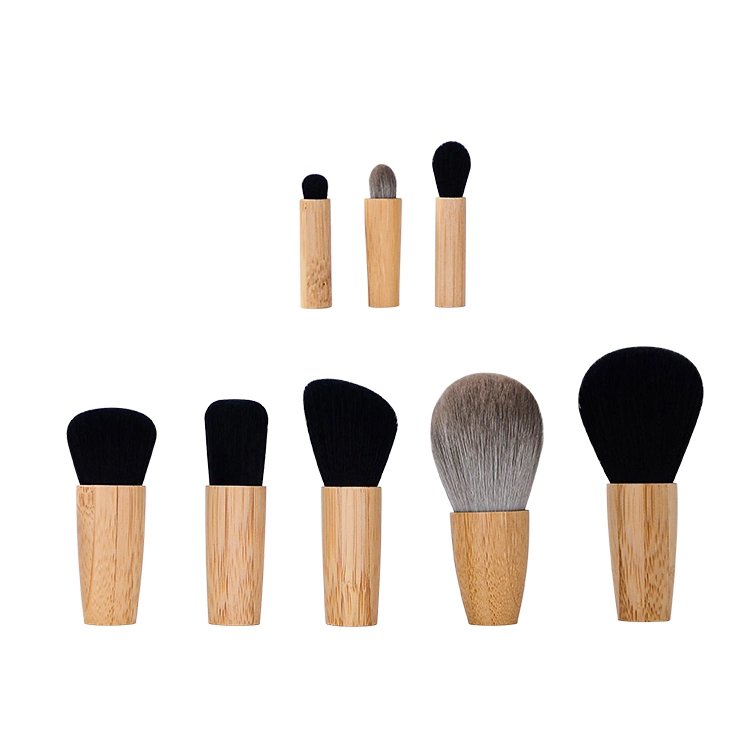 Customized Black Color Refillable Bamboo Makeup Foundation Brushes Private Label Makeup Brushes